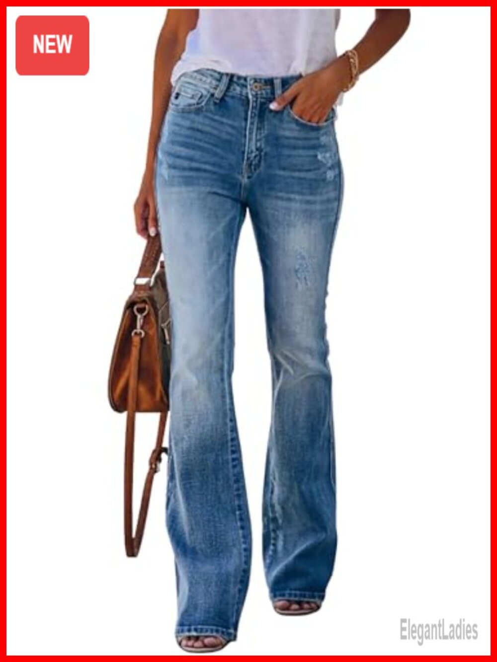 High Waisted Flare Bell Bottom Jeans Wide Leg Bootcut Stretchy Denim Pants